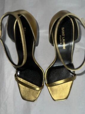Saint Laurent Metallic Gold Strappy Heels